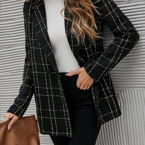 Lapel neck tweed blazer - Picture 2 of 3